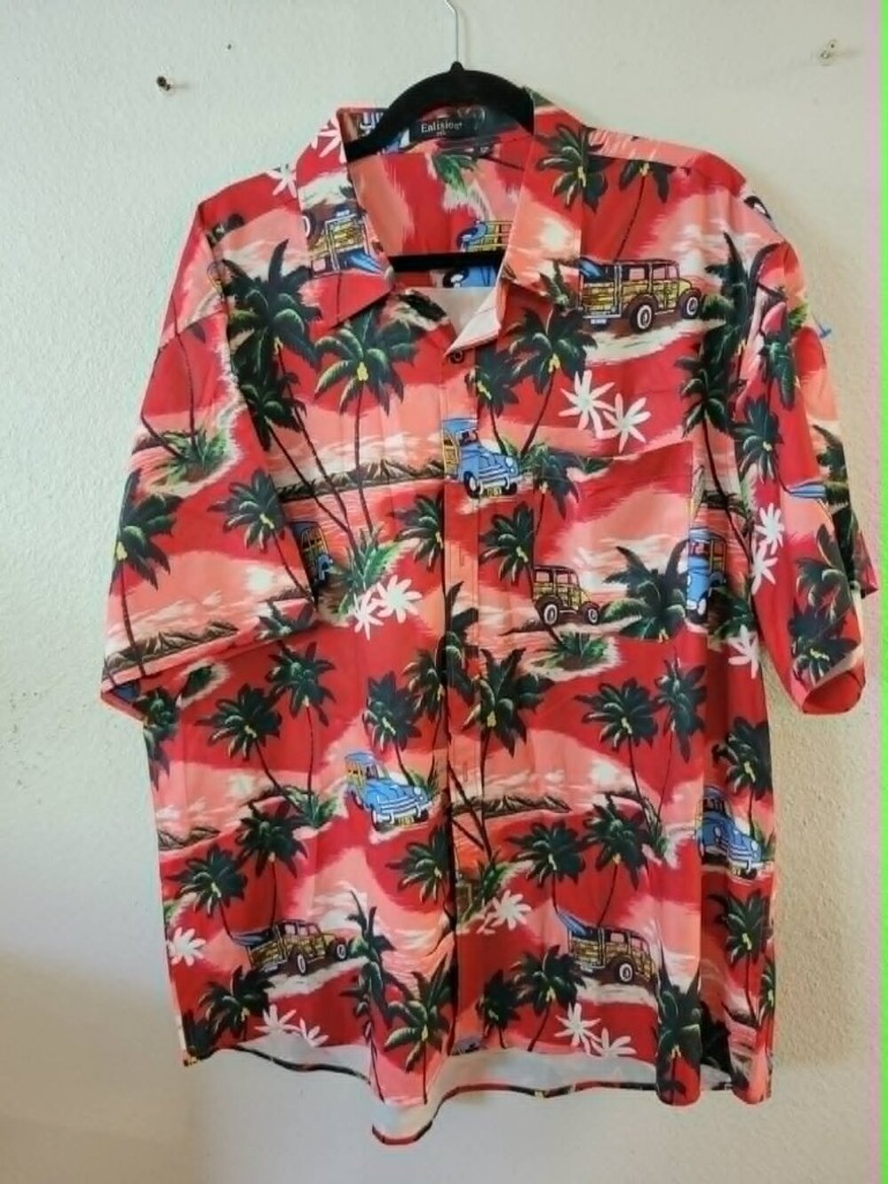 Enlision Shirt 2XL Hawaiian Beach Surf Woody Wagon Tropical Surfboards #266